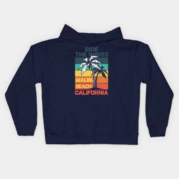 Ride the Waves palm tree malibu Kids Hoodie by SpaceWiz95